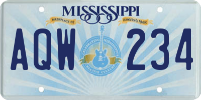 MS license plate AQW234