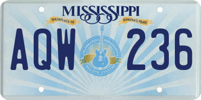 MS license plate AQW236