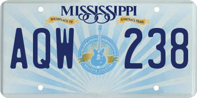 MS license plate AQW238
