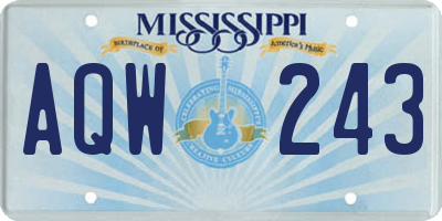 MS license plate AQW243
