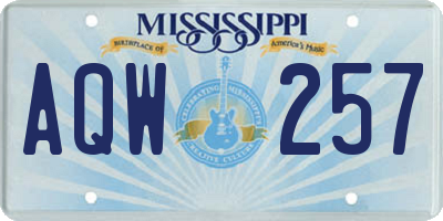 MS license plate AQW257