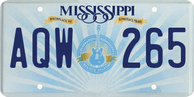 MS license plate AQW265