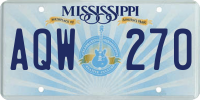 MS license plate AQW270