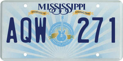 MS license plate AQW271