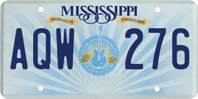 MS license plate AQW276