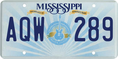 MS license plate AQW289