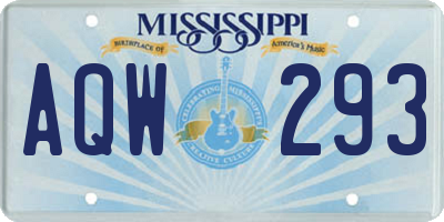 MS license plate AQW293