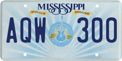 MS license plate AQW300