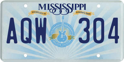 MS license plate AQW304