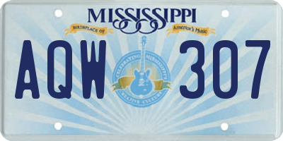 MS license plate AQW307