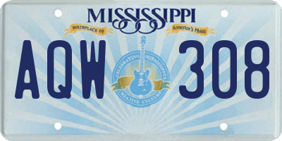MS license plate AQW308