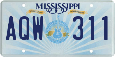 MS license plate AQW311
