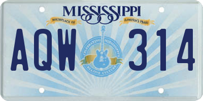 MS license plate AQW314