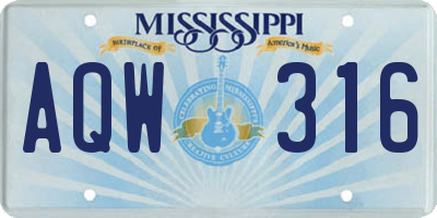 MS license plate AQW316