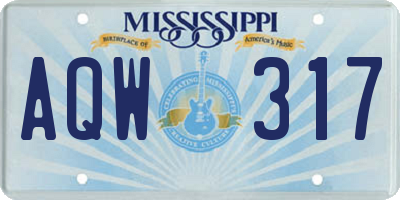 MS license plate AQW317