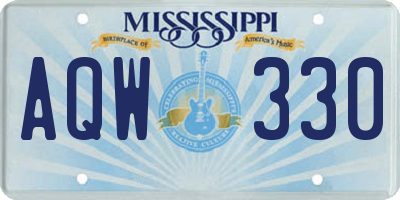 MS license plate AQW330