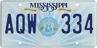MS license plate AQW334