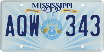 MS license plate AQW343