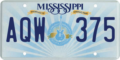 MS license plate AQW375