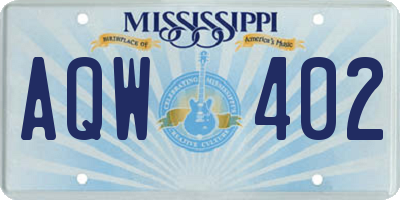 MS license plate AQW402