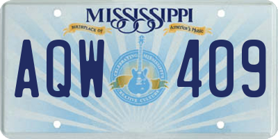 MS license plate AQW409