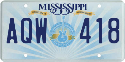 MS license plate AQW418
