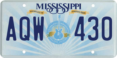 MS license plate AQW430