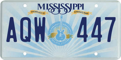 MS license plate AQW447