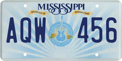 MS license plate AQW456