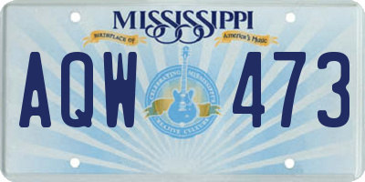 MS license plate AQW473