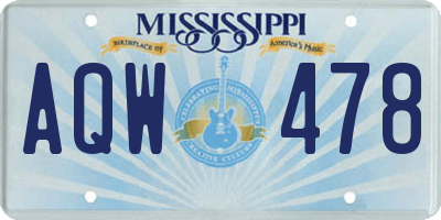 MS license plate AQW478