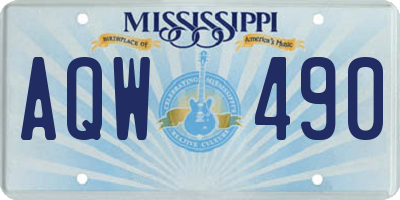 MS license plate AQW490