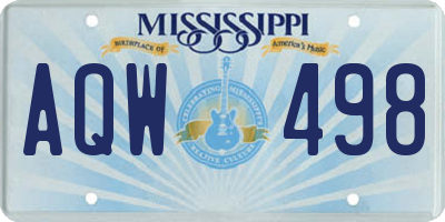 MS license plate AQW498