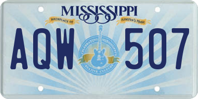 MS license plate AQW507