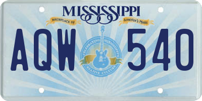 MS license plate AQW540