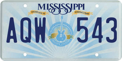 MS license plate AQW543