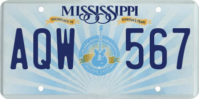 MS license plate AQW567