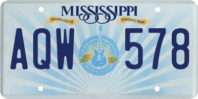 MS license plate AQW578