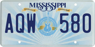 MS license plate AQW580