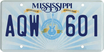 MS license plate AQW601
