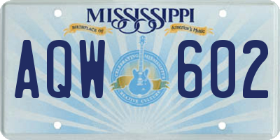 MS license plate AQW602