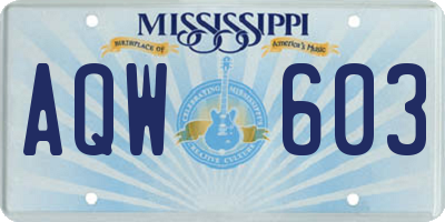MS license plate AQW603