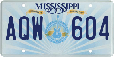 MS license plate AQW604