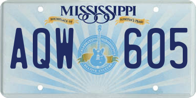 MS license plate AQW605