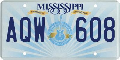 MS license plate AQW608