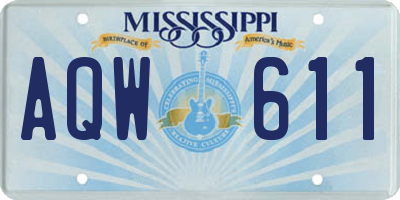 MS license plate AQW611