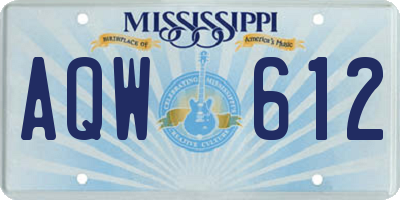 MS license plate AQW612