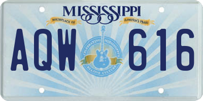 MS license plate AQW616