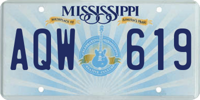 MS license plate AQW619