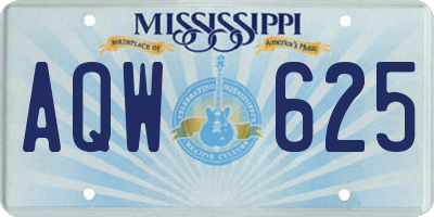MS license plate AQW625
